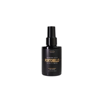 Frasco preto de spray de cabelo Portobello Gentleman com texto dourado