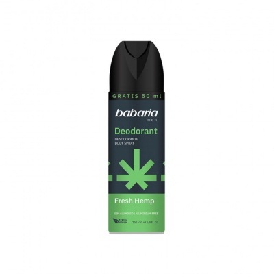 Desodorizante spray Babaria Men Fresh Hemp preto e verde