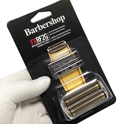 Pacote de reposição Barbershop FXRF2G para barbeadores com lâminas douradas em embalagem preta
