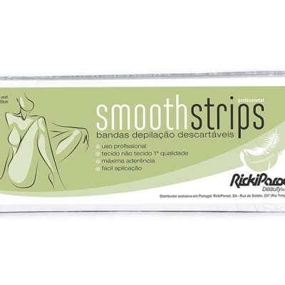 Embalagem de bandas de depilação descartáveis Smooth Strips verde e branco