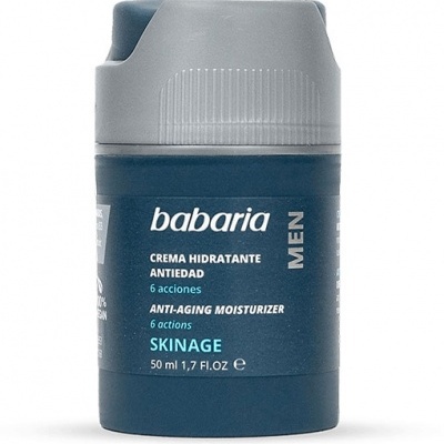Frasco de creme hidratante antiedad babaria para homem, azul escuro e cinza