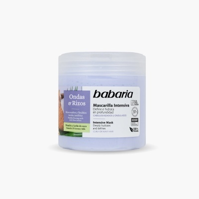 Frasco plástico com máscara para cabelo Babaria Ondas & Rizos