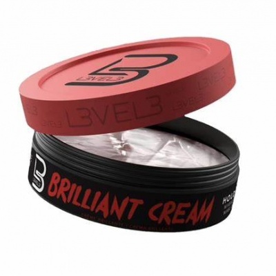 Frasco aberto de creme BRILLIANT CREAM com tampa vermelha e corpo preto