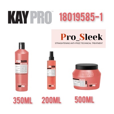 Produtos Kay Pro Pro-Sleek em embalagens rosa com diferentes volumes