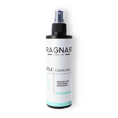 Spray para cabelo Ragnar Barber Line Nº 3.4 em embalagem branca e preta com texto azul