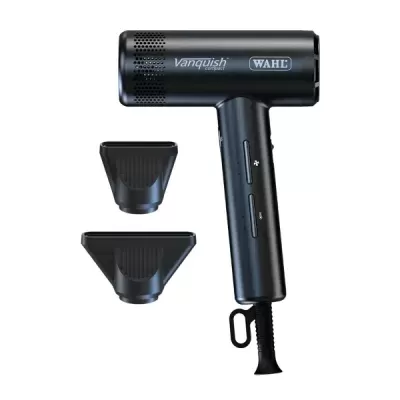 Secador de cabelo preto WAHL Vanquish compact com dois bocais ajustáveis