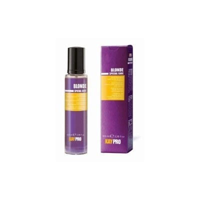Produto cuidado capilar BLONDE SPECIAL CARE da KAY PRO em frasco e caixa roxos com rótulo amarelo.