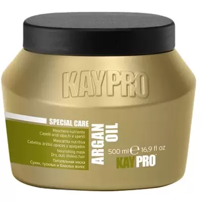 Frasco dourado KAYPRO óleo de argão 500 ml com tampa preta
