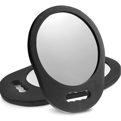 Espelho compacto oval preto com base e orifícios