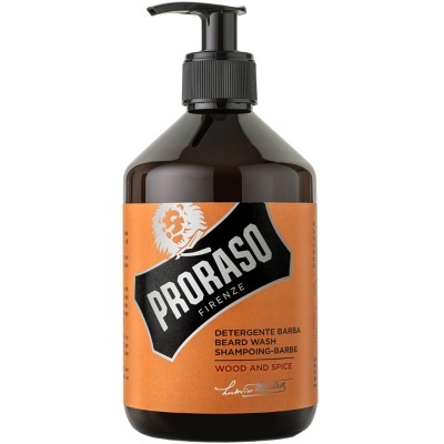 Frasco de Proraso Beard Wash com tampa pump e rótulo laranja