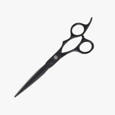 Tesoura preta de cabelo sobre fundo branco