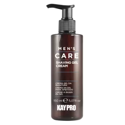 Frasco castanho escuro com doseador preto de gel de barbear KayPro MEN'S CARE