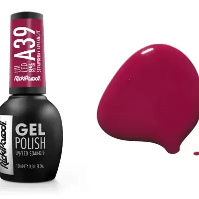 Esmalte em gel cor A39 vinho com embalagem preta e rosa