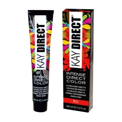 Tubo e caixa de tinta de cabelo Kay Direct Intense Direct Color vermelha