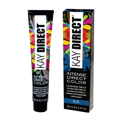 Tubo e caixa de tinta de cabelo Kay Direct Intense Direct Color azul