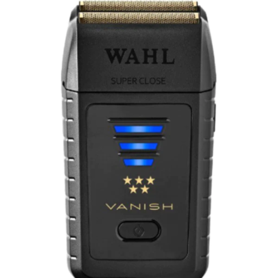 Aparelho de barbear elétrico WAHL preto com luzes azuis e grelha metálica