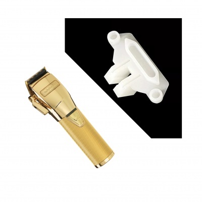 Corta-cabelos dourado metálico com acessório plástico branco