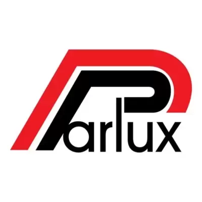 Logotipo com texto Parlux em preto e vermelho