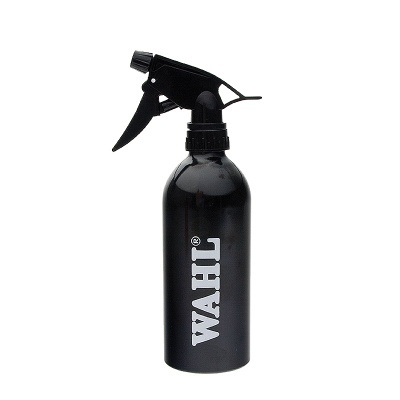 Frasco pulverizador preto com texto WAHL em branco