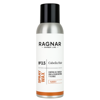 Frasco spray wax para cabelo RAGNAR Barber Line prateado com tampa preta