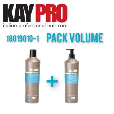 Frascos de KAYPRO Volume Hair Care num pack promocional, fundo branco