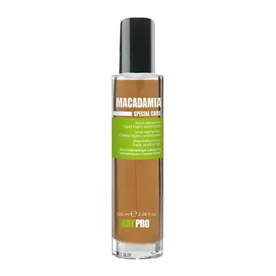 Frasco de vidro com tampa preta e rótulo verde MACADAMIA SPECIAL CARE
