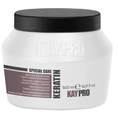 frasco branco de plástico com tampa preta, produto capilar keratin da Kaypro