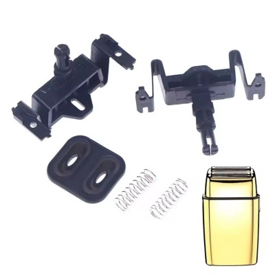 Peças de reposição pretas e molas para máquina de barbear com desenho de máquina dourada