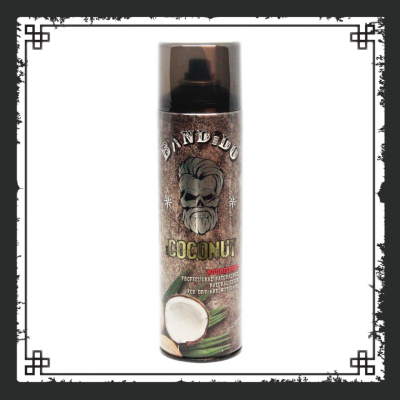 Lata de spray BANDEDOO fragrância COCONUT com imagem de caveira e coco partido