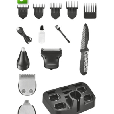 Conjunto de acessórios para máquina de cortar cabelo com pentes, óleo, escova, lâminas e base
