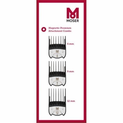 Embalagem de pentes magnéticos para máquina de cortar cabelo MOSER 6 mm, 9 mm, 12 mm