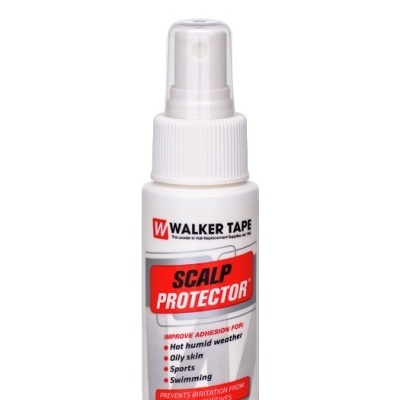 Frasco de spray branco WALKER TAPE SCALP PROTECTOR 60 ml com rótulo vermelho e preto