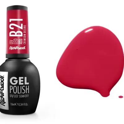 Esmalte em gel vermelho B21 Rich'n'Cook com amostra de cor ao lado