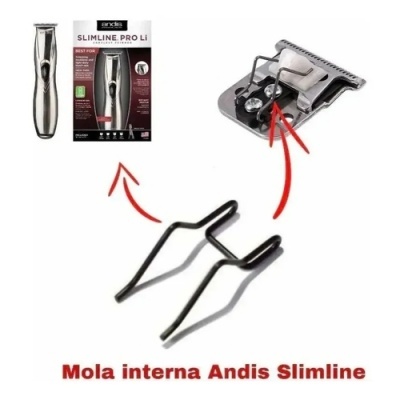 Mola interna metálica preta para máquina de cortar cabelo Andis Slimline Pro Li com caixa e lâmina destacada