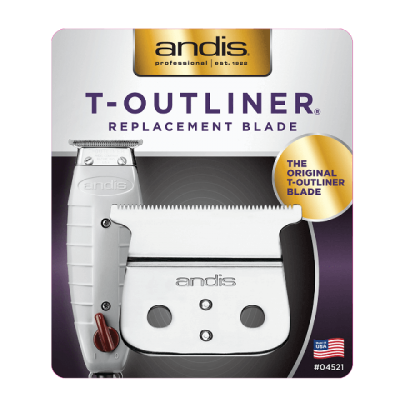 Embalagem lâmina substituição T-OUTLINER andis prata e branco