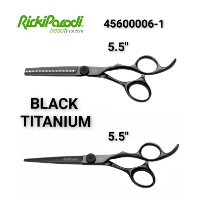 Conjunto de duas tesouras de cabelo pretas em titânio, 5,5 polegadas