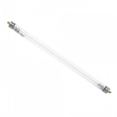 Lâmpada fluorescente tubular transparente com terminais metálicos