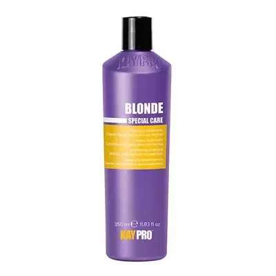 Frasco roxo BLONDE SPECIAL CARE com rótulo amarelo e tampa preta