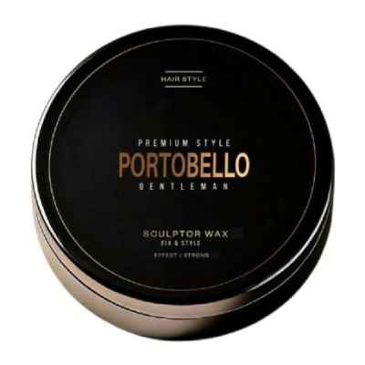 Frasco redondo de cera para cabelo PORTOBELLO GENTLEMAN com tampa preta e corpo cor bronze