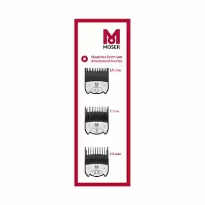 Embalagem com três pentes para máquina de cortar cabelo Moser