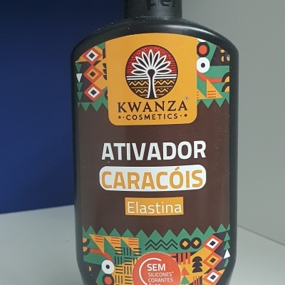 Frasco de ativador de caracóis Kwanza Cosmetics elastina