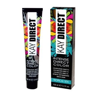 Tubo e embalagem de tinta para cabelo KAY DIRECT na cor Tropical Sea