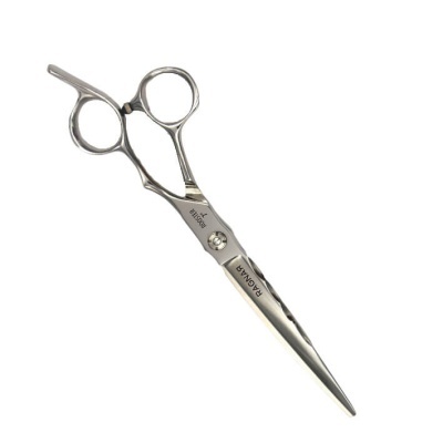 Tesoura profissional prateada com textos Royal Art e Japan