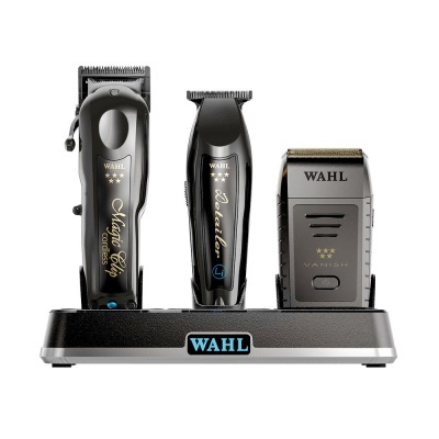 Conjunto de 3 máquinas de barbear WAHL com base de carregamento