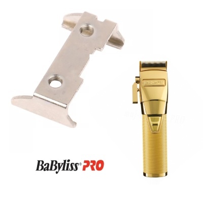 Máquina de cortar cabelo dourada BaByliss PRO com peça metálica prateada e logo