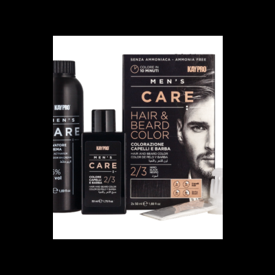Produto coloração cabelo e barba masculina KAYPRO MEN'S CARE com embalagem e acessórios