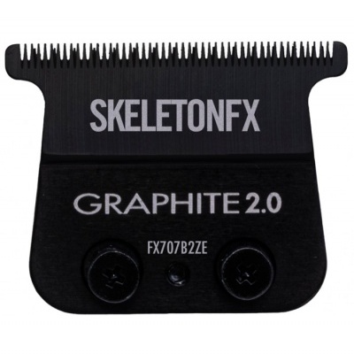 Lâmina preta para máquina de cortar cabelo com textos SKELETONFX e GRAPHITE 2.0
