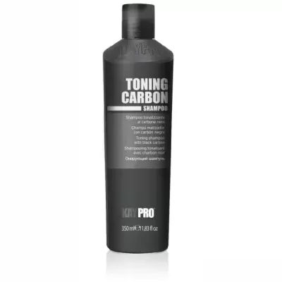 Frasco preto de champô Toning Carbon com texto branco