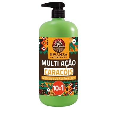 Frasco verde de creme corporal multi ação Caracóis da Kwanza Cosmetics