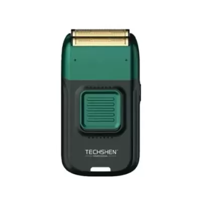 Aparelho de barbear elétrico TECHSHEN preto e verde com lâminas douradas